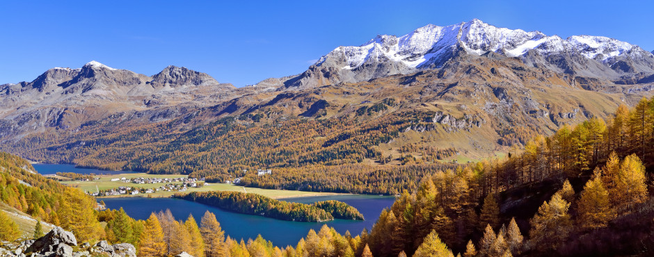 Silsersee, Piz Corvatsch im Hintergrund