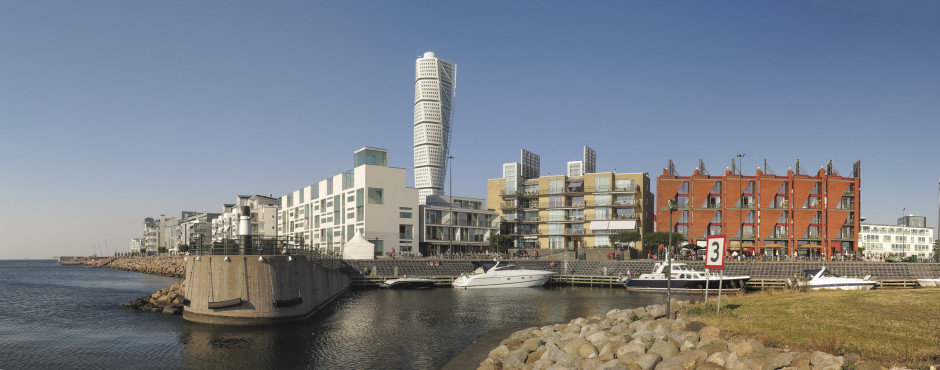Das moderne Viertel Western Harbour mit dem Hochhaus Turning Torso