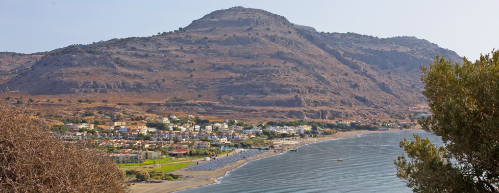 Vue fantastique sur la plage Lardos Beach