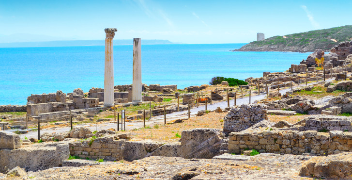 Halbinsel Sinis am Capo San Marco mit Überresten der antiken Stadt Tharros