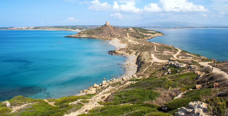 Vue sur la péninsule du Sinis au Capo San Marco